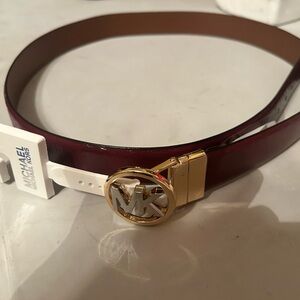 NWT Michael Kors Reversible Leather Burgundy Red & Brown Belt XXL